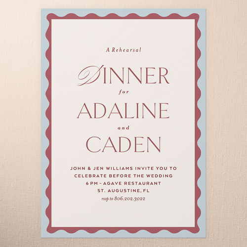 Sunlit Stripes Rehearsal Dinner Invitation, Red, 5x7 Flat, Matte, Signature Smooth Cardstock, Square, Velvet