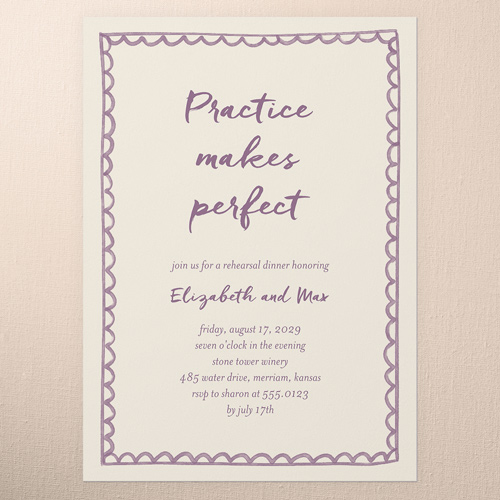 Purple Rehearsal Dinner Invitation