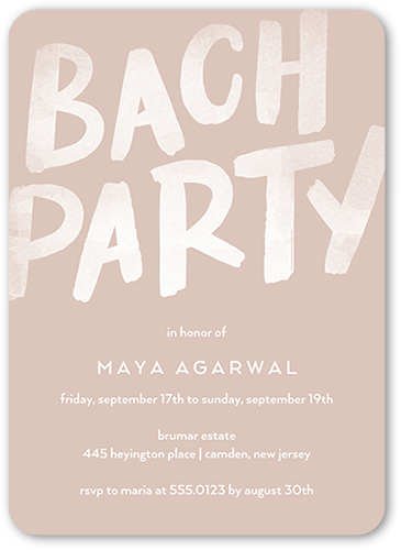 The Big Party Bachelorette Party Invitation, Brown, 5x7 Flat, Standard Smooth Cardstock, Rounded