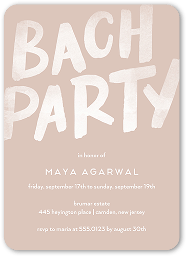 The Big Party Bachelorette Party Invitation, Brown, 5x7 Flat, Pearl Shimmer Cardstock, Rounded