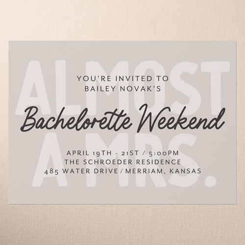 Almost There Bachelorette Party Invitation, Brown, 5x7 Flat, Pearl Shimmer Cardstock, Square, Brown