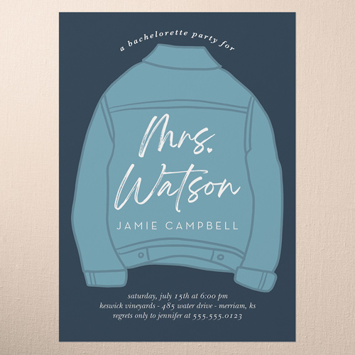 Denim Dreams Bachelorette Party Invitation, Blue, 5x7 Flat, Standard Smooth Cardstock, Square