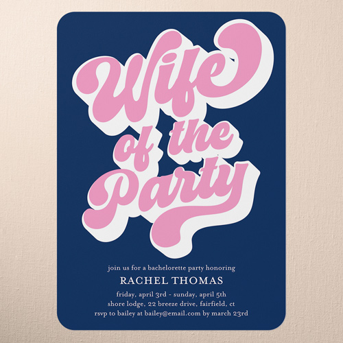 Bold Bliss Bachelorette Party Invitation, Pink, 5x7 Flat, Standard Smooth Cardstock, Rounded, Blush