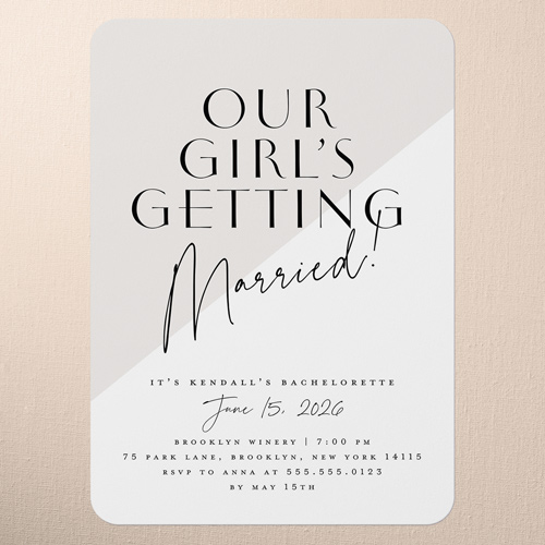 Jubilant Gesture Bachelorette Party Invitation, White, 5x7 Flat, Pearl Shimmer Cardstock, Rounded