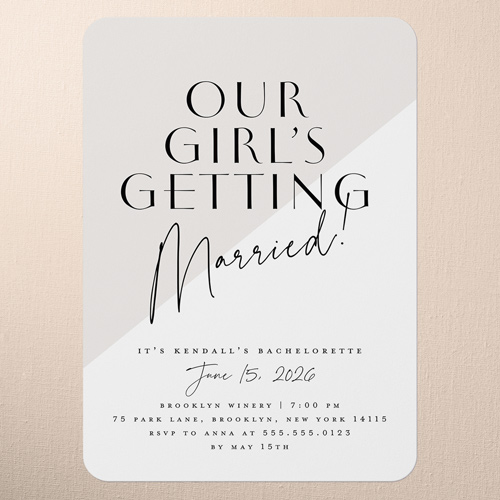 Jubilant Gesture Bachelorette Party Invitation, White, 5x7 Flat, Matte, Signature Smooth Cardstock, Rounded, White