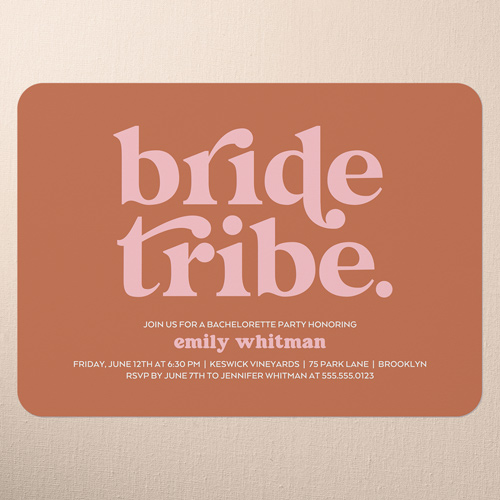 Cheerful Chic Bachelorette Party Invitation, Orange, 5x7 Flat, Standard Smooth Cardstock, Rounded, Orange