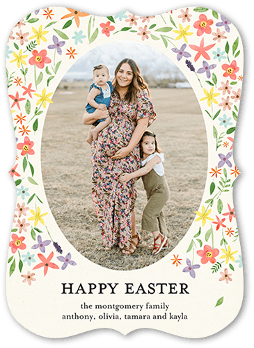 Festive Blossoms Easter Card, Beige, 5x7, Pearl Shimmer Cardstock, Bracket