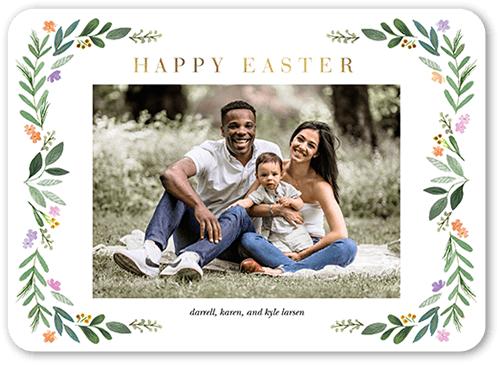 Loving Frame Easter Card, White, 5x7 Flat, Pearl Shimmer Cardstock, Rounded, White
