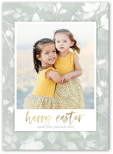 Tonal Floral Easter Card, Green, 5x7 Flat, Standard Smooth Cardstock, Square, Sea Breeze