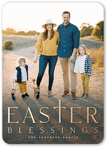 Simple Symbol Easter Card, White, 5x7 Flat, Pearl Shimmer Cardstock, Rounded, White