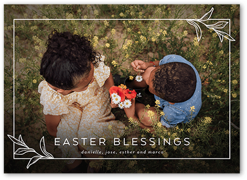 Foliage Edge Easter Card, White, 5x7 Flat, Matte, Signature Smooth Cardstock, Square