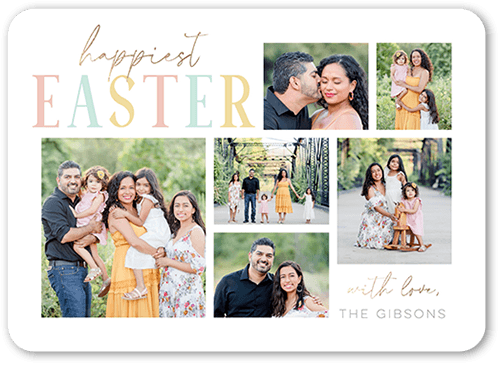 Soft Blessings Easter Card, White, 5x7 Flat, Pearl Shimmer Cardstock, Rounded