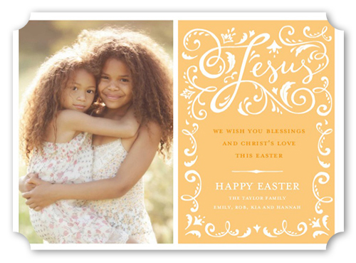 Refined Floral Easter Card, Orange, Matte, Signature Smooth Cardstock, Ticket
