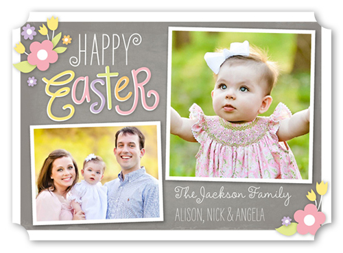 Floral Embellishments Easter Card, Brown, 100% Recycled Cardstock , Ticket