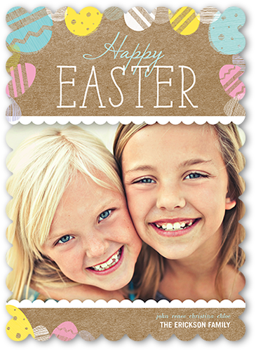 Easter Egg Stamps Easter Card, Brown, Matte, Signature Smooth Cardstock, Scallop