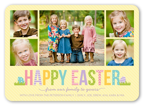 Ornate Eggs Easter Card, Yellow, Matte, Signature Smooth Cardstock, Rounded