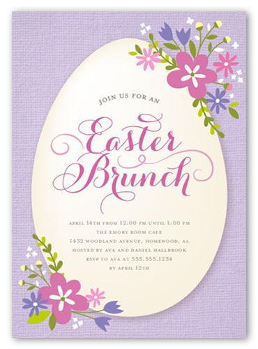 Easter Blooms Easter Invitation, Purple, Pearl Shimmer Cardstock, Square