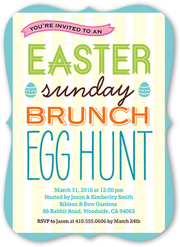 Sunday Brunch Easter Invitation, Blue, Pearl Shimmer Cardstock, Bracket