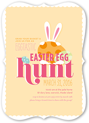 Eggtastic Egg Hunt Easter Invitation, Beige, Pearl Shimmer Cardstock, Bracket