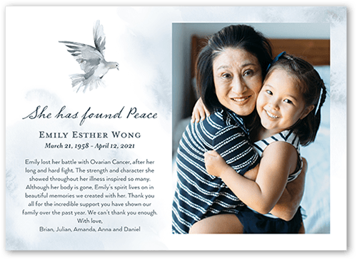 Watercolor Dove Sympathy Card, Blue, 5x7 Flat, 100% Recycled Cardstock , Square