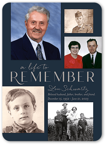 Life To Remember Sympathy Card, Blue, 5x7 Flat, 100% Recycled Cardstock , Rounded