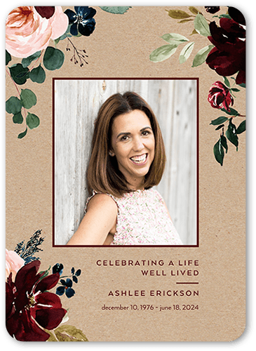 Flowering Frame Sympathy Card, Beige, 5x7 Flat, Write Your Own Greeting, 100% Recycled Cardstock , Rounded, Tan