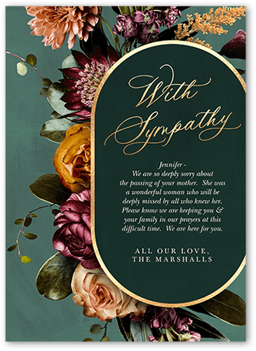 Floral Tranquillity Sympathy Card, Green, 5x7 Flat, Standard Smooth Cardstock, Square, Seaweed