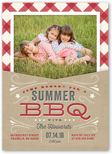 BBQ Holiday Summer Invitation, Red, Pearl Shimmer Cardstock, Square