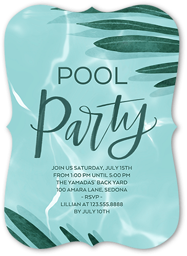 Cool Pool Party Summer Invitation, Blue, 5x7 Flat, Matte, Signature Smooth Cardstock, Bracket