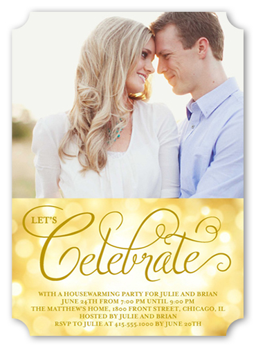 Celebration Bubbles Summer Invitation, Yellow, Pearl Shimmer Cardstock, Ticket