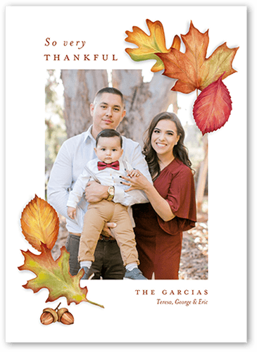 So Very Thankful Fall Greeting, White, 5x7 Flat, Matte, Signature Smooth Cardstock, Square