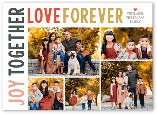 Joy and Love Forever Fall Greeting, White, 5x7 Flat, Luxe Double-Thick Cardstock, Square