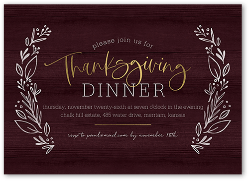 Polished Grace Fall Invitation, Purple, 5x7 Flat, Luxe Double-Thick Cardstock, Square