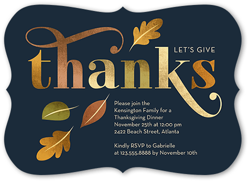 Ample Appreciation Fall Invitation, Black, 5x7 Flat, Pearl Shimmer Cardstock, Bracket