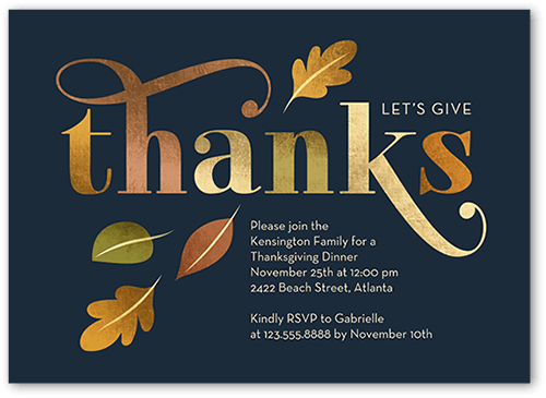 Ample Appreciation Fall Invitation, Black, 5x7 Flat, Matte, Signature Smooth Cardstock, Square