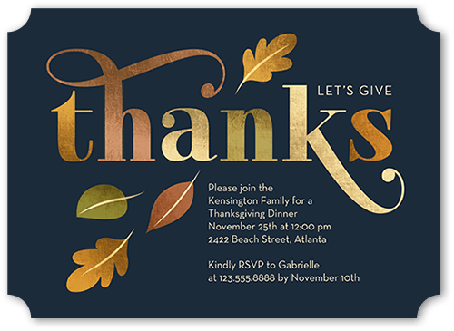 Ample Appreciation Fall Invitation, Black, 5x7 Flat, 100% Recycled Cardstock , Ticket