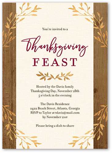 Brushy Border Fall Invitation, Brown, 5x7 Flat, Matte, Signature Smooth Cardstock, Square