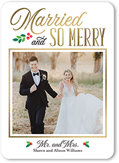 Editable Template Minimalist Christmas Photo Card Wedding Thank You Card Newlywed Christmas Card Married and Bright Christmas Card