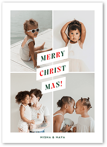 Colorful Headline Christmas Card, White, 5x7 Flat, Christmas, Pearl Shimmer Cardstock, Square