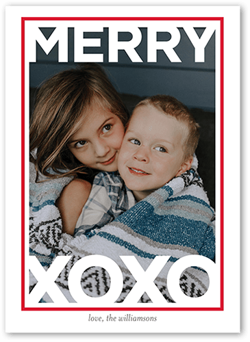 Big Xo Christmas Card, White, 5x7, Christmas, Pearl Shimmer Cardstock, Square