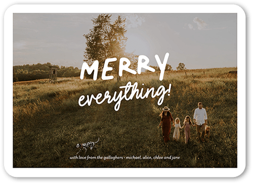 Merry Note Christmas Card, White, 5x7, Christmas, Matte, Signature Smooth Cardstock, Rounded