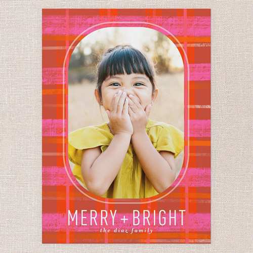 Vibrant Plaid Tidings Christmas Card, Red, 5x7 Flat, Christmas, 100% Recycled Cardstock , Square