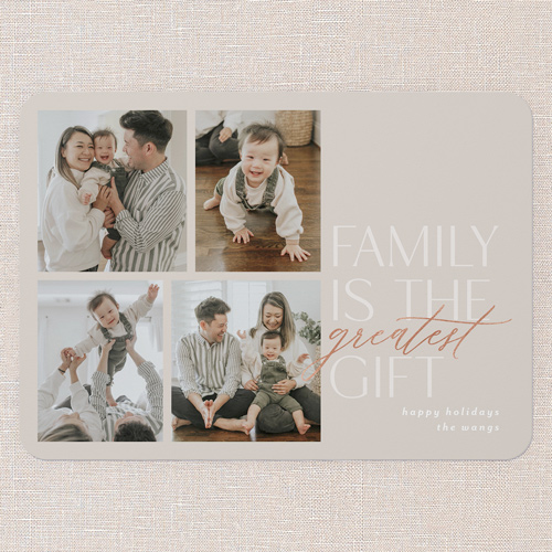 Greatest Family Christmas Card, Beige, 5x7 Flat, Christmas, Pearl Shimmer Cardstock, Rounded, Sandstone