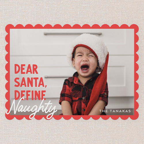 Define Naughty Christmas Card, Red, 5x7 Flat, Christmas, Matte, Signature Smooth Cardstock, Scallop