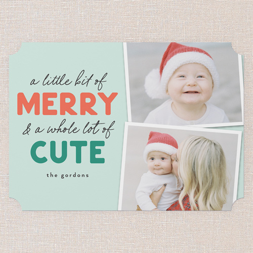 Merry And Cute Christmas Card, Green, 5x7 Flat, Christmas, Pearl Shimmer Cardstock, Ticket