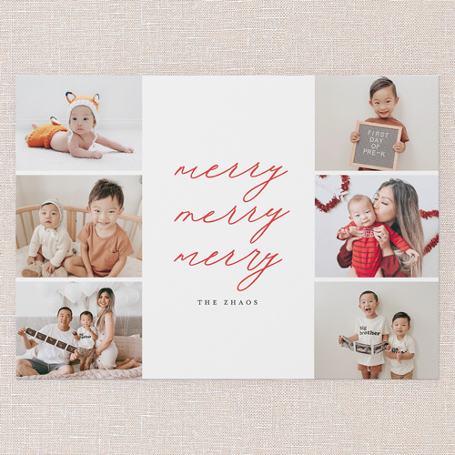 Modern Merry Trio Christmas Card, White, 5x7 Flat, Christmas, Standard Smooth Cardstock, Square