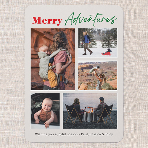 Jolly Adventures Christmas Card, Gray, 5x7 Flat, Christmas, 100% Recycled Cardstock , Rounded, Gray
