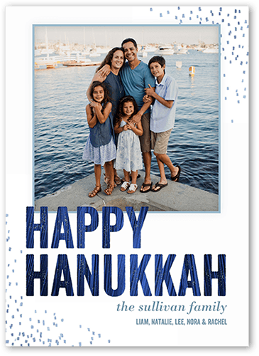 Sprinkled Smiles Hanukkah Card, Blue, 5x7 Flat, Hanukkah, Luxe Double-Thick Cardstock, Square