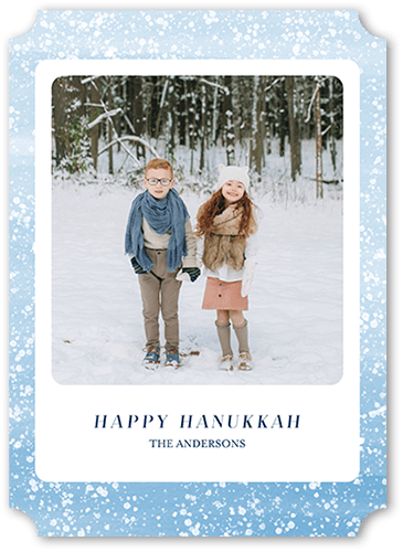 Snowy Sides Hanukkah Card, White, 5x7, Hanukkah, Pearl Shimmer Cardstock, Ticket