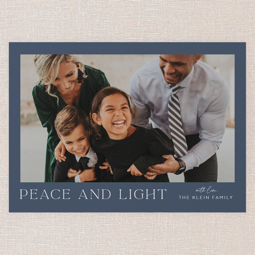 Tranquil Border Hanukkah Card, Blue, 5x7 Flat, Hanukkah, 100% Recycled Cardstock , Square, Nautical